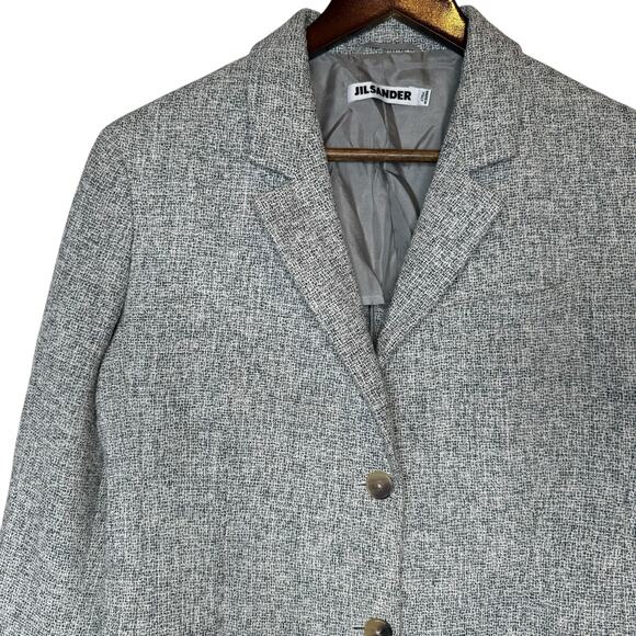 Jil Sander Linen Blend Tweed Two-Button Gray Blazer size 40 / US 4 - Picture 2 of 6